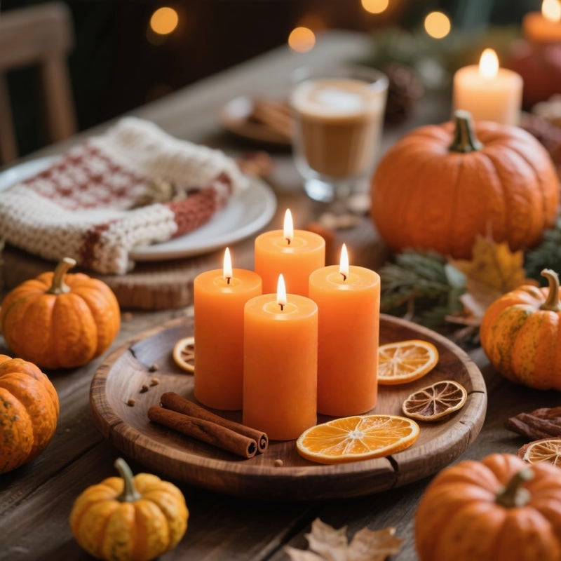 Sihuida 4-Pack 2x4 Inch Orange Pillar Candles – Unscented Dripless and Long Burning Candles, Good for Dinner Parties Fall Harvest Halloween Thanksgiving Home Décor - Image 2